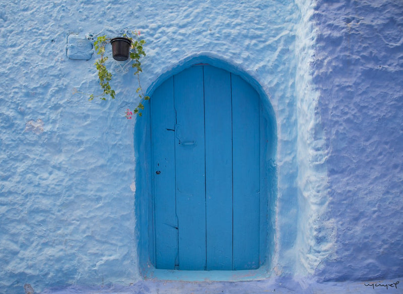 Foto Decorar Sobre Puertas Azulada Chefchaouen