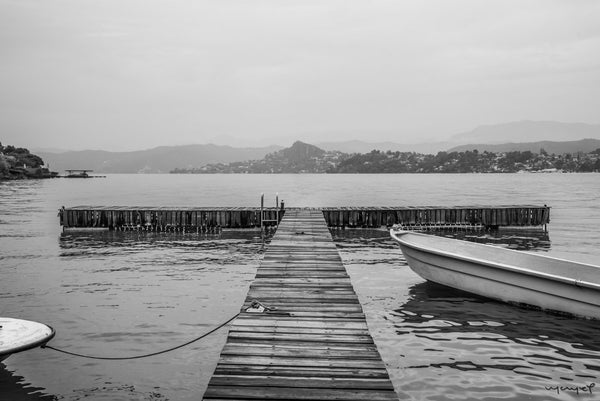 Foto Decorar Punto de Fuga Barquitas Muelle Valle BN